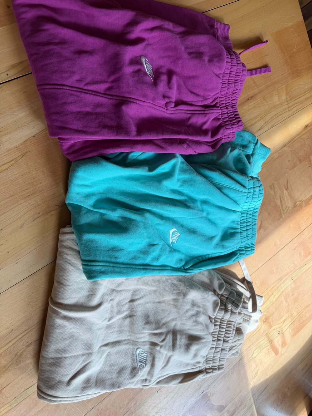 Nike Kids Pull-On Sweatpants Trio - Magenta, Teal, Cream